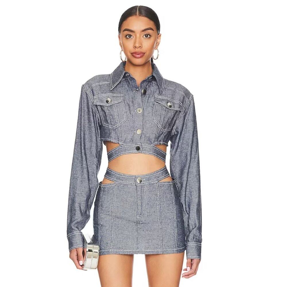 H:ours Altagracia Skort in Blue Grey NWOT Size Small